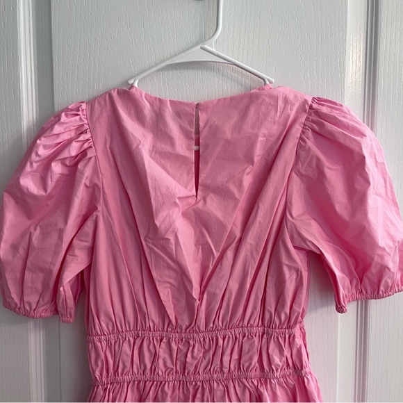NEW English Factory Pink scalloped puff sleeve Short Sleeve Mini Dress Medium - Picture 9 of 16